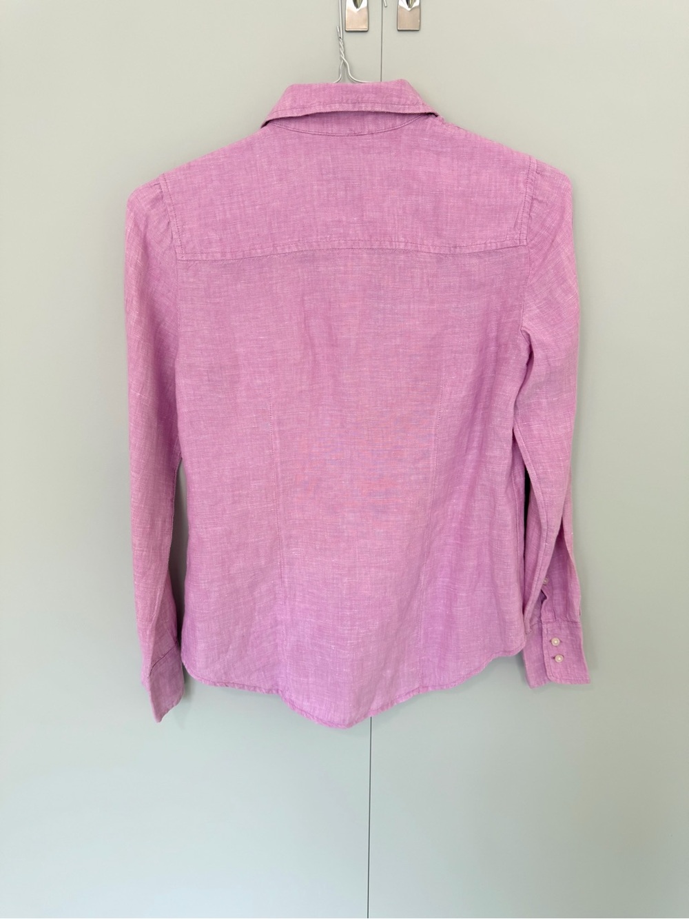 J.CREW Women’s Slim perfect shirt in Baird McNutt Irish linen in Pink L3026 - Picture 4 of 9